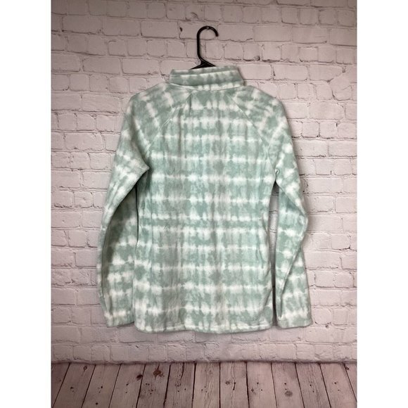 Eddie Bauer Aztec Tie-dye Women's Quarter Zip Fleece Pullover Green White, Sz M - Picture 3 of 6